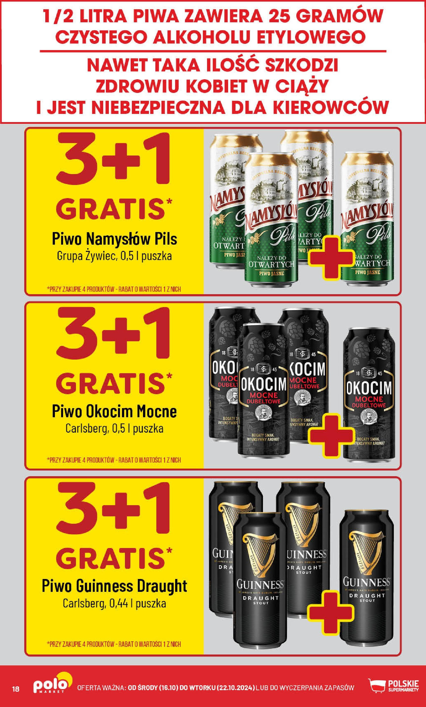 POLOmarket gazetka od jutra (16.10.2024) - Nowa PDF | Strona: 18 | Produkty: Piwo Guinness, Guinness, Piwo, Piwo Namysłów