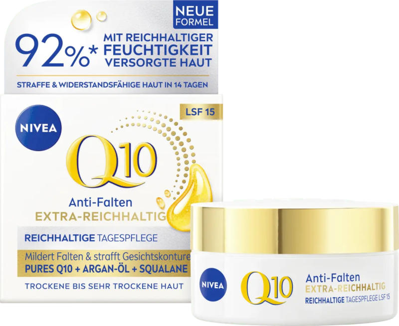 NIVEA Anti Falten Gesichtscreme Q10 extra reichhaltig LSF 15