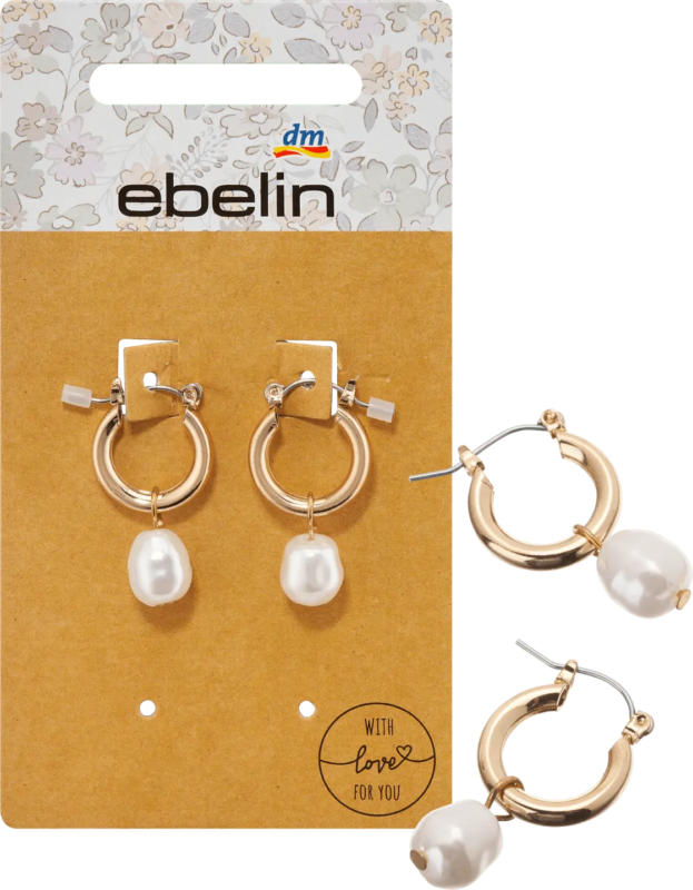 ebelin Creolen mit Perle, Gold-Optik