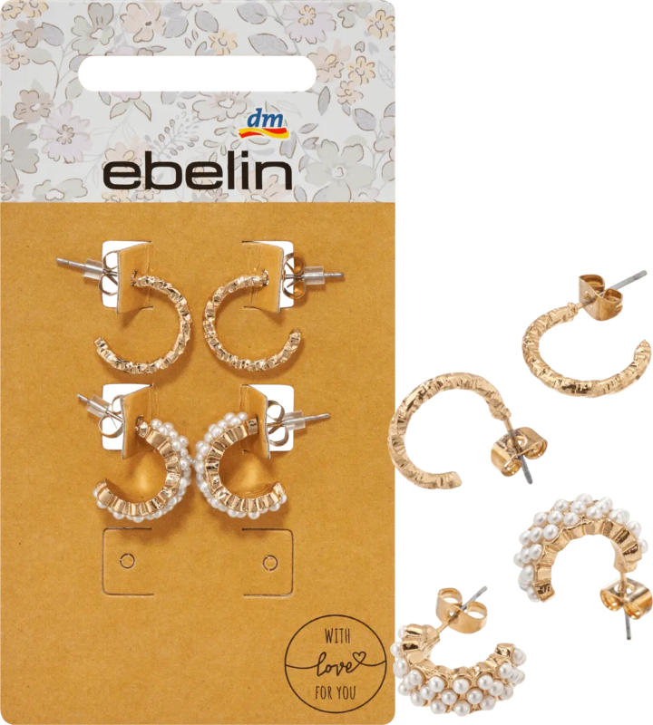 ebelin Creolen mit Perlen, Gold-Optik