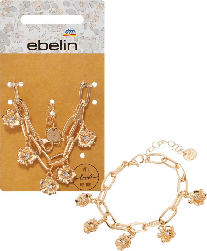 ebelin Armband mit Blumen-Anhänger, Gold-Optik