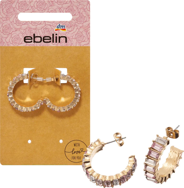 ebelin Creolen mit Strass, Gold-Optik