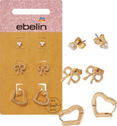 ebelin Ohrstecker Herzen & Schleifen, Gold-Optik