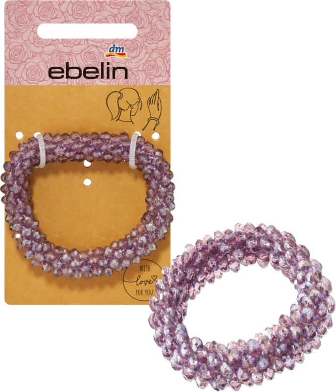 ebelin Haargummi/Armband mit Perlen lila