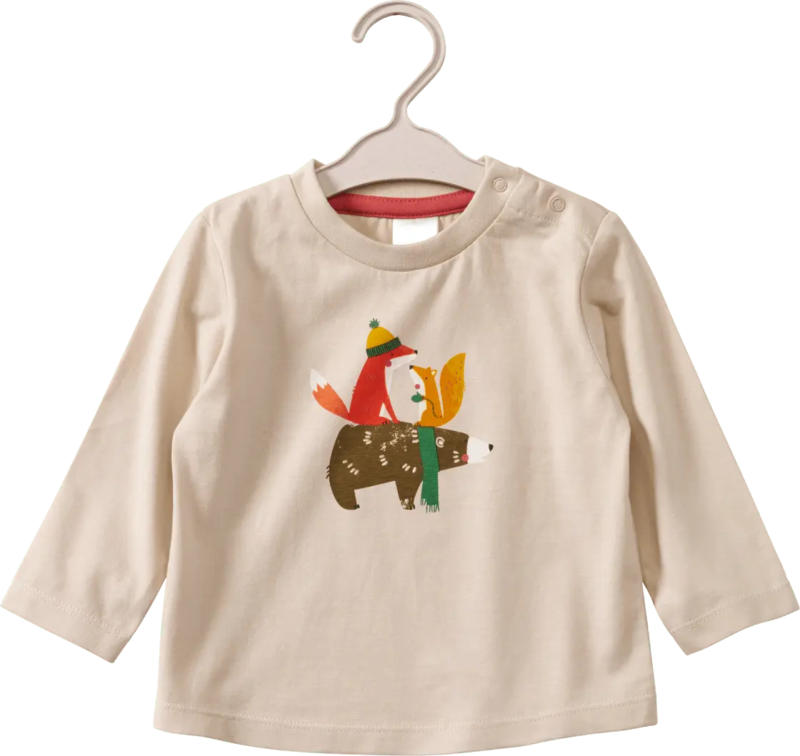 ALANA Langarmshirt mit Fuchs- und Bären-Motiv, beige, Gr. 86