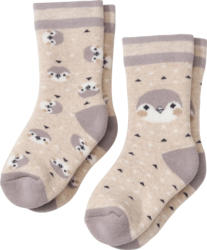 PUSBLU Thermosocken mit Pinguin-Muster, beige & grau, Gr. 27/29