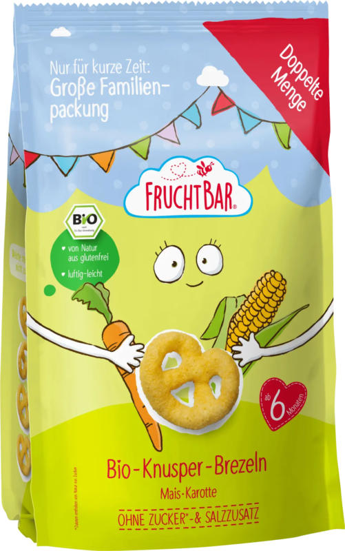 FruchtBar Babysnack Knusper-Brezeln Mais & Karotte, ab 6 Monaten