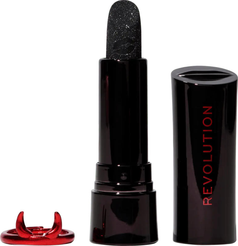 Revolution Lippenstift Truly Sinful Black mit Ring