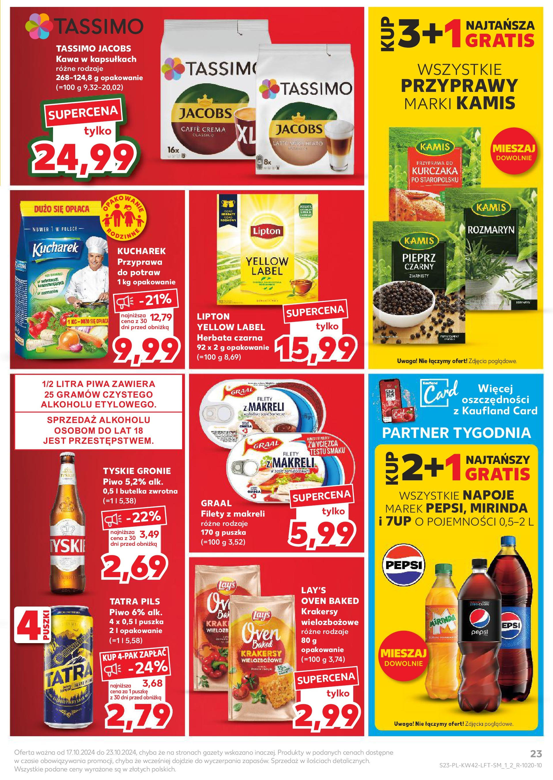 Kaufland gazetka od 17.10.2024 - od jutra PDF | Strona: 23 | Produkty: Krakersy, Kawa, Piwo, Przyprawy