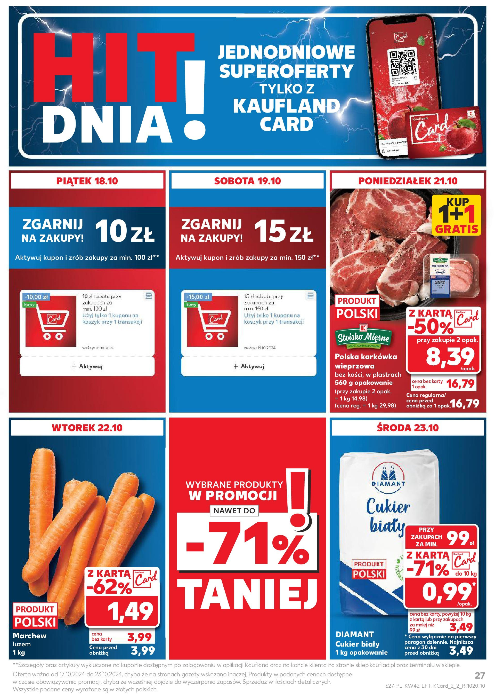 Kaufland gazetka od 17.10.2024 - od jutra PDF | Strona: 27 | Produkty: Karta, Karkówka, Cukier biały, Cukier