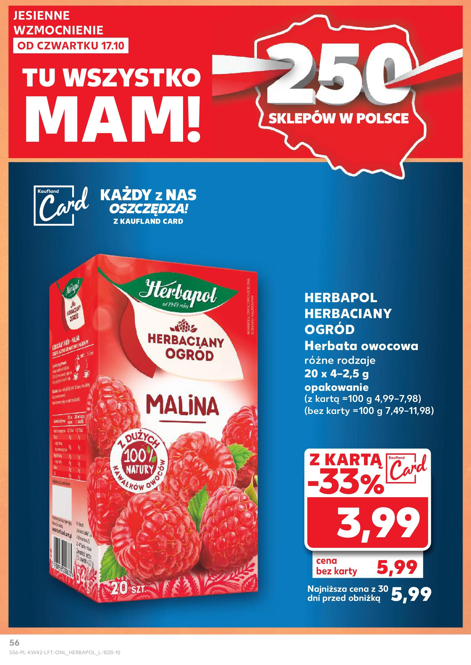 Kaufland gazetka od 17.10.2024 - od jutra PDF | Strona: 56 | Produkty: Karta, Porzeczka, Banan, Woda