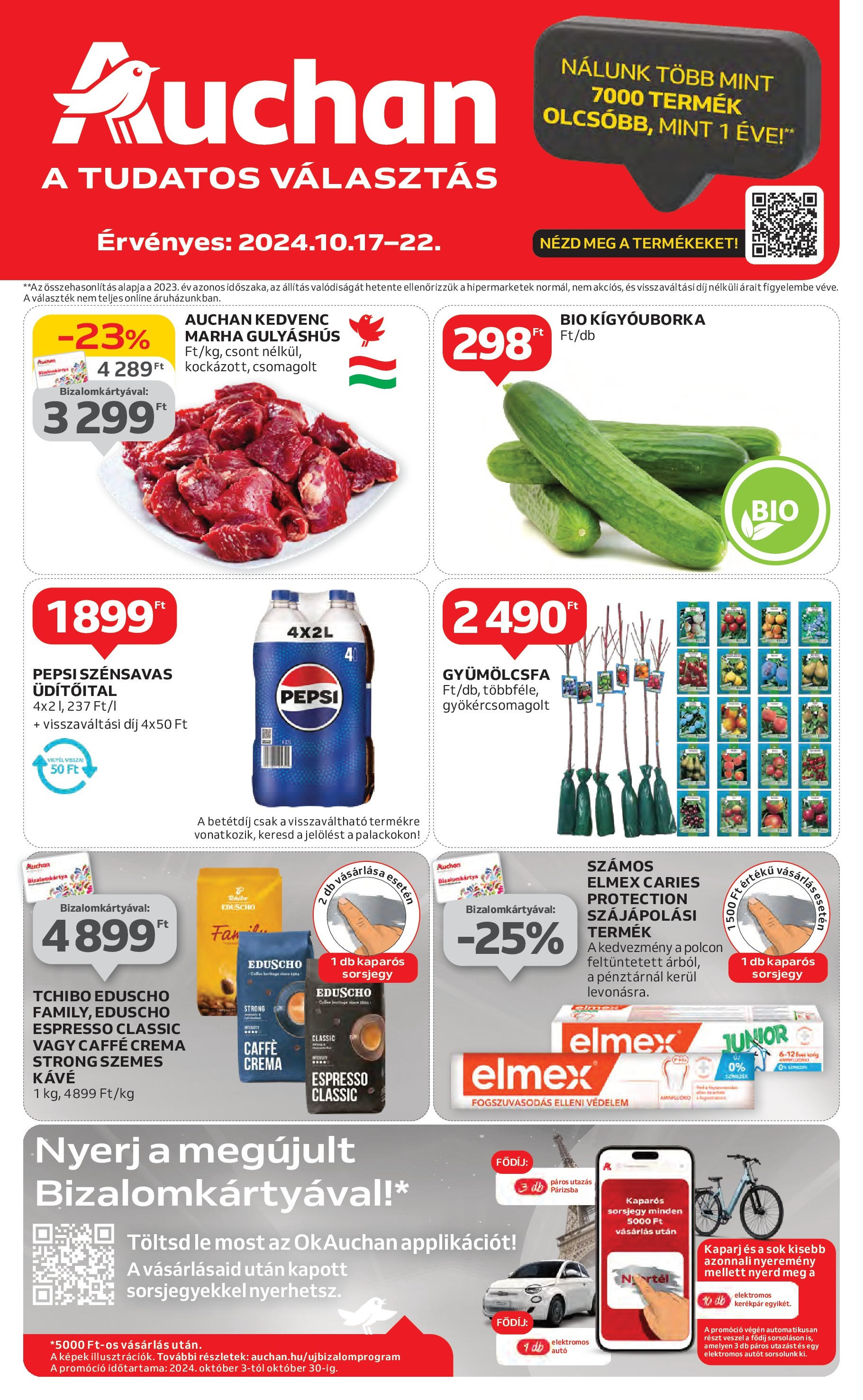 Auchan Akciós újság - 2024.10.17. -tól/töl > akció, lapozható szórólap 🛍️ | Oldal: 1 | Termékek: Pepsi, Elektromos kerékpár, Kerékpár, Kávé