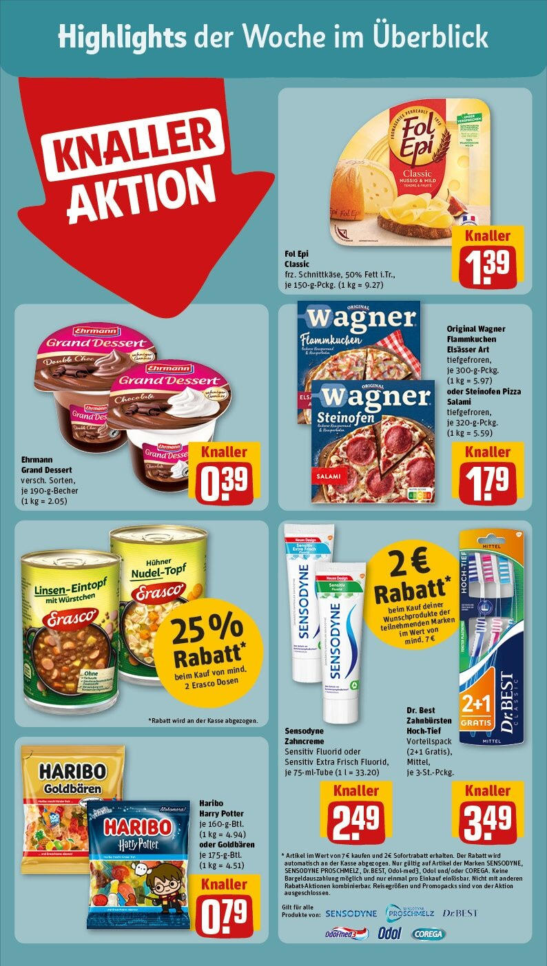 Rewe - Königswinter / Oberpleis, Dollendorfer Straße 2 (ab 21.10.2024) zum Blättern » Angebote | Seite: 2 | Produkte: Haribo, Salami, Pizza, Erasco