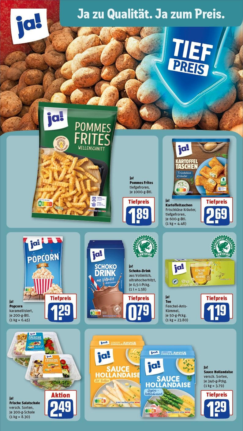 Rewe - Niederkassel / Ranzel, Porzer Straße 7 (ab 21.10.2024) zum Blättern » Angebote | Seite: 23 | Produkte: Pommes, Pommes frites, Frischkase