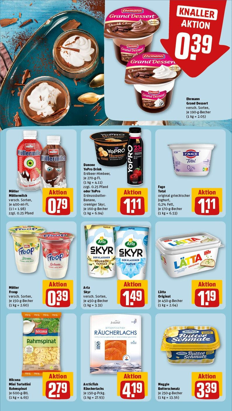 Rewe - Niederkassel / Ranzel, Porzer Straße 7 (ab 21.10.2024) zum Blättern » Angebote | Seite: 11 | Produkte: Skyr, Lätta, Müllermilch, Meggle butter