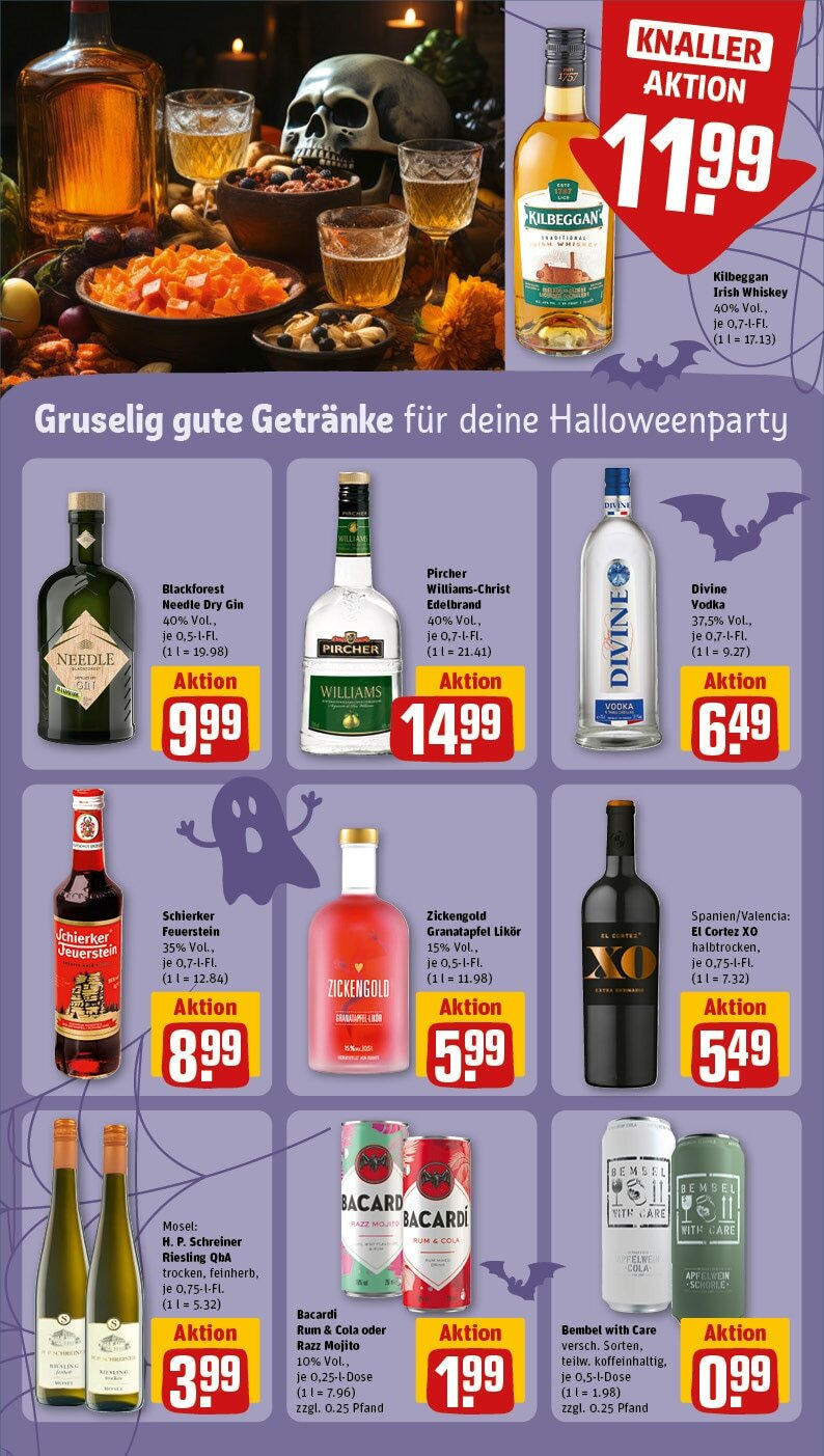 Rewe - Niederkassel / Ranzel, Porzer Straße 7 (ab 21.10.2024) zum Blättern » Angebote | Seite: 16 | Produkte: Bacardi, Rum, Vodka, Whiskey