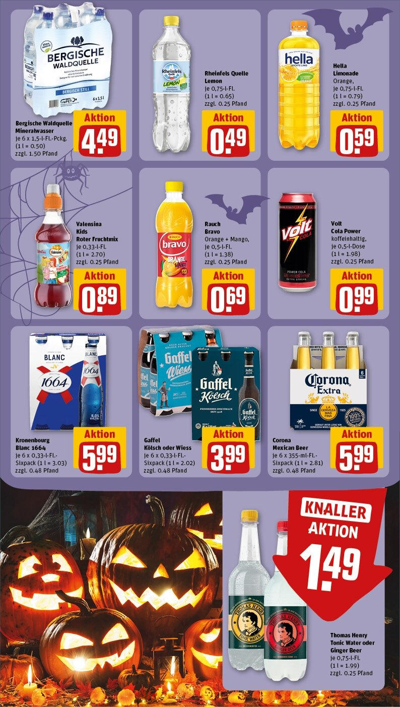 Rewe - Niederkassel / Ranzel, Porzer Straße 7 (ab 21.10.2024) zum Blättern » Angebote | Seite: 17 | Produkte: Mineralwasser, Valensina, Hella, Rheinfels quelle