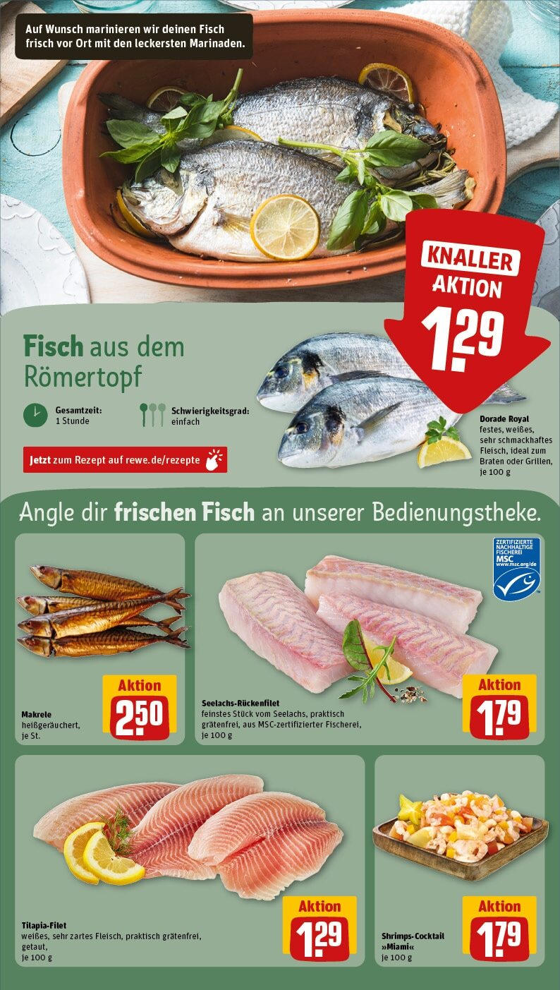 Rewe - Niederkassel / Ranzel, Porzer Straße 7 (ab 21.10.2024) zum Blättern » Angebote | Seite: 29 | Produkte: Dorade, Fisch