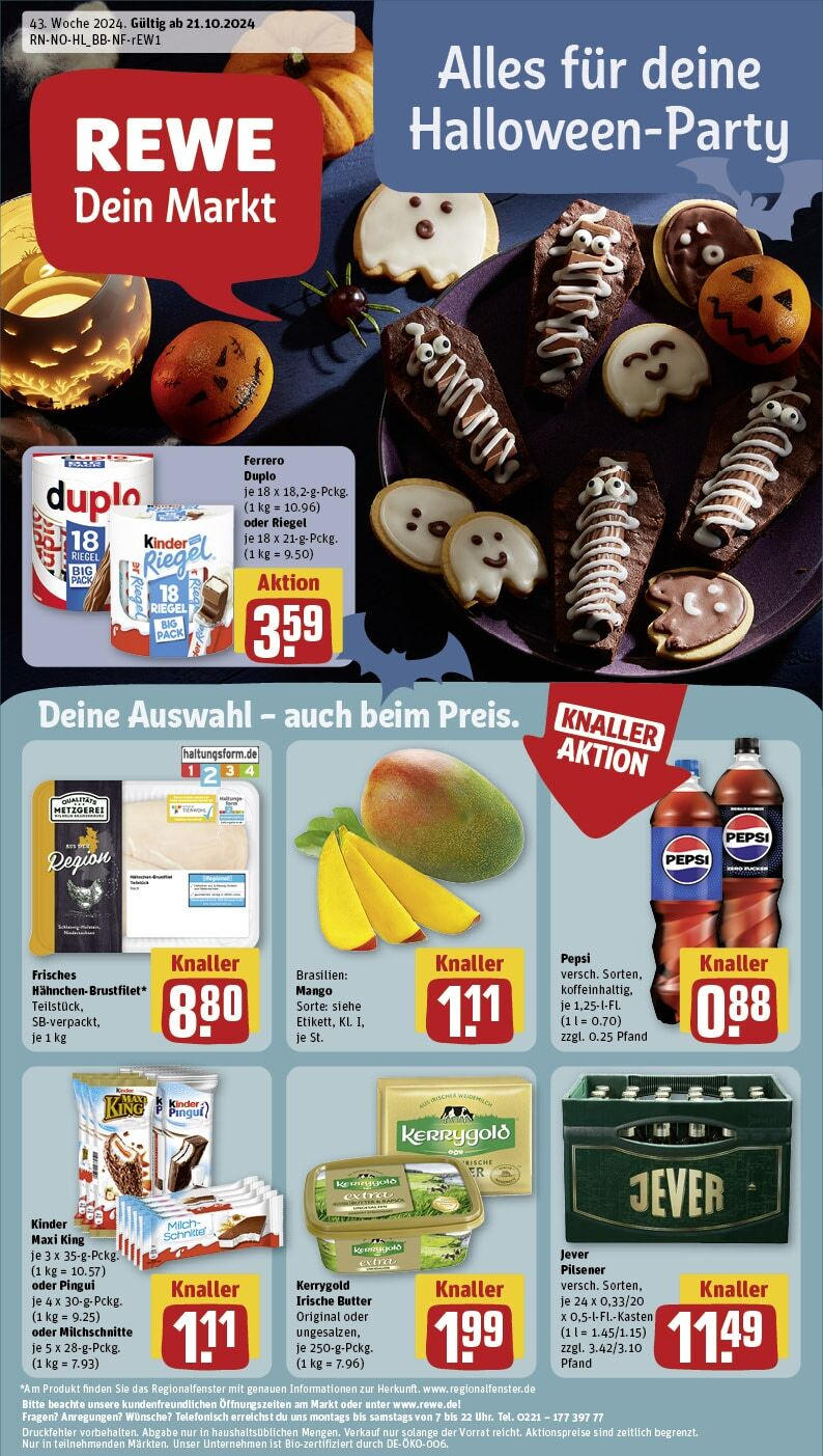 REWE Prospekt ab 21.10.2024 nächste Woche - Kiel, Kirchhofallee 6