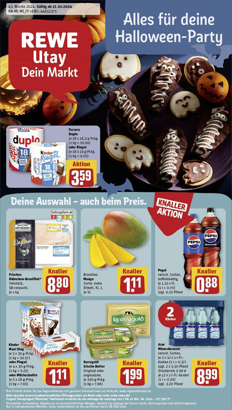 REWE Prospekt ab 21.10.2024 nächste Woche - Frankfurt / Bockenheim, Kuhwaldstraße 6