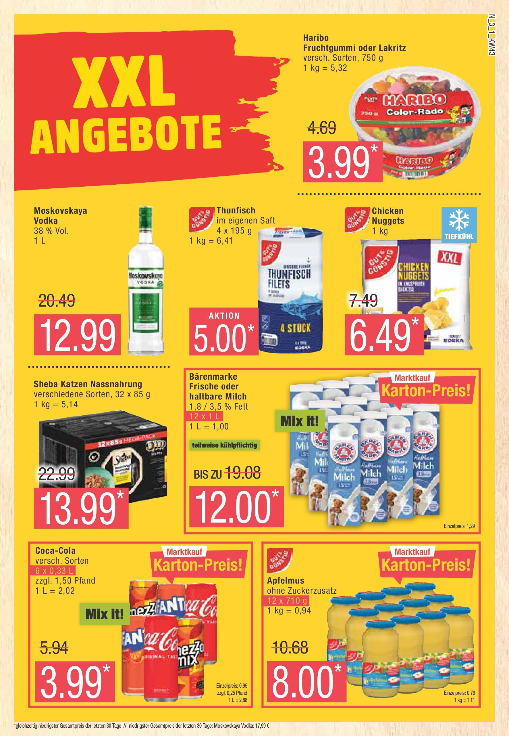 Marktkauf - Brandenburg (ab 21.10.2024) » Angebote online | Seite: 3 | Produkte: Haribo, Milch, Thunfisch, Vodka