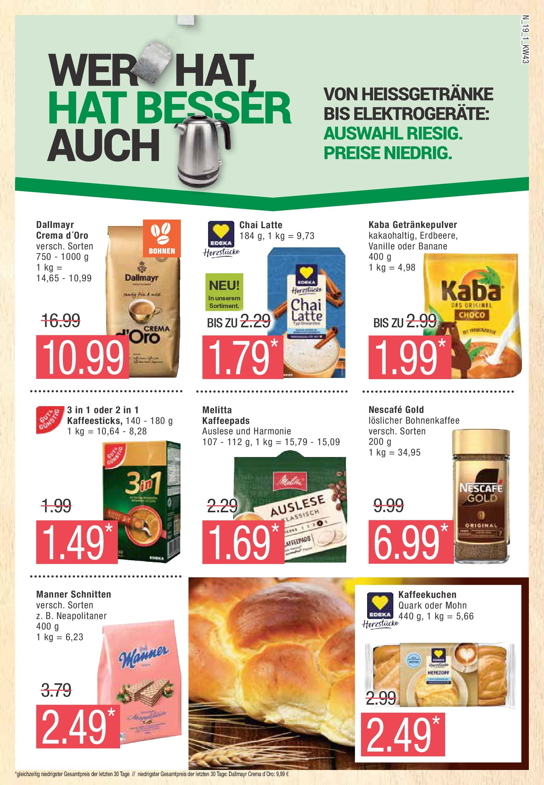 Marktkauf - Brandenburg (ab 21.10.2024) » Angebote online | Seite: 19 | Produkte: Melitta, Nescafe, Quark, Nescafe gold