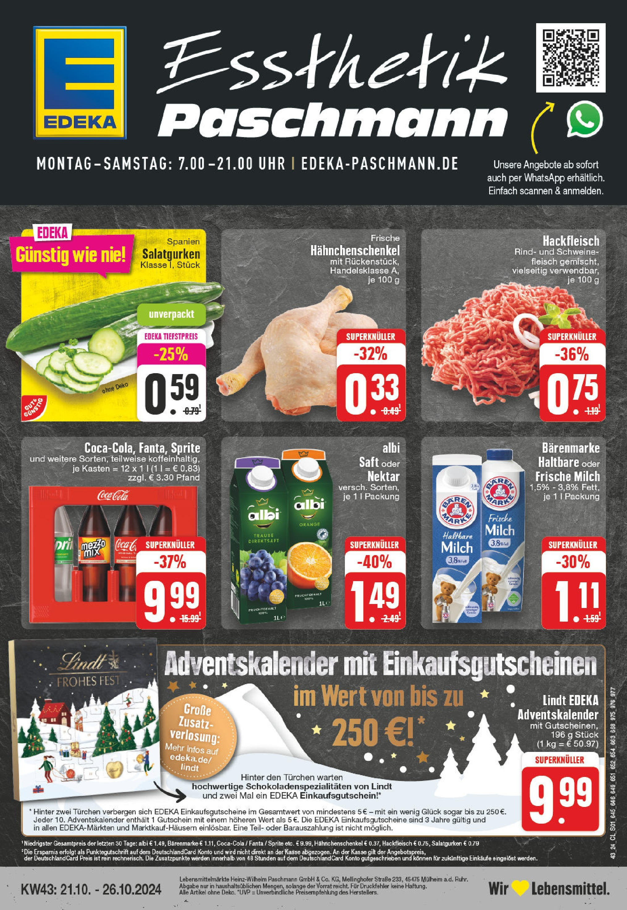 EDEKA Prospekt ab 21.10.2024 - Mülheim / Ruhr, Mannesmannallee 3 Online