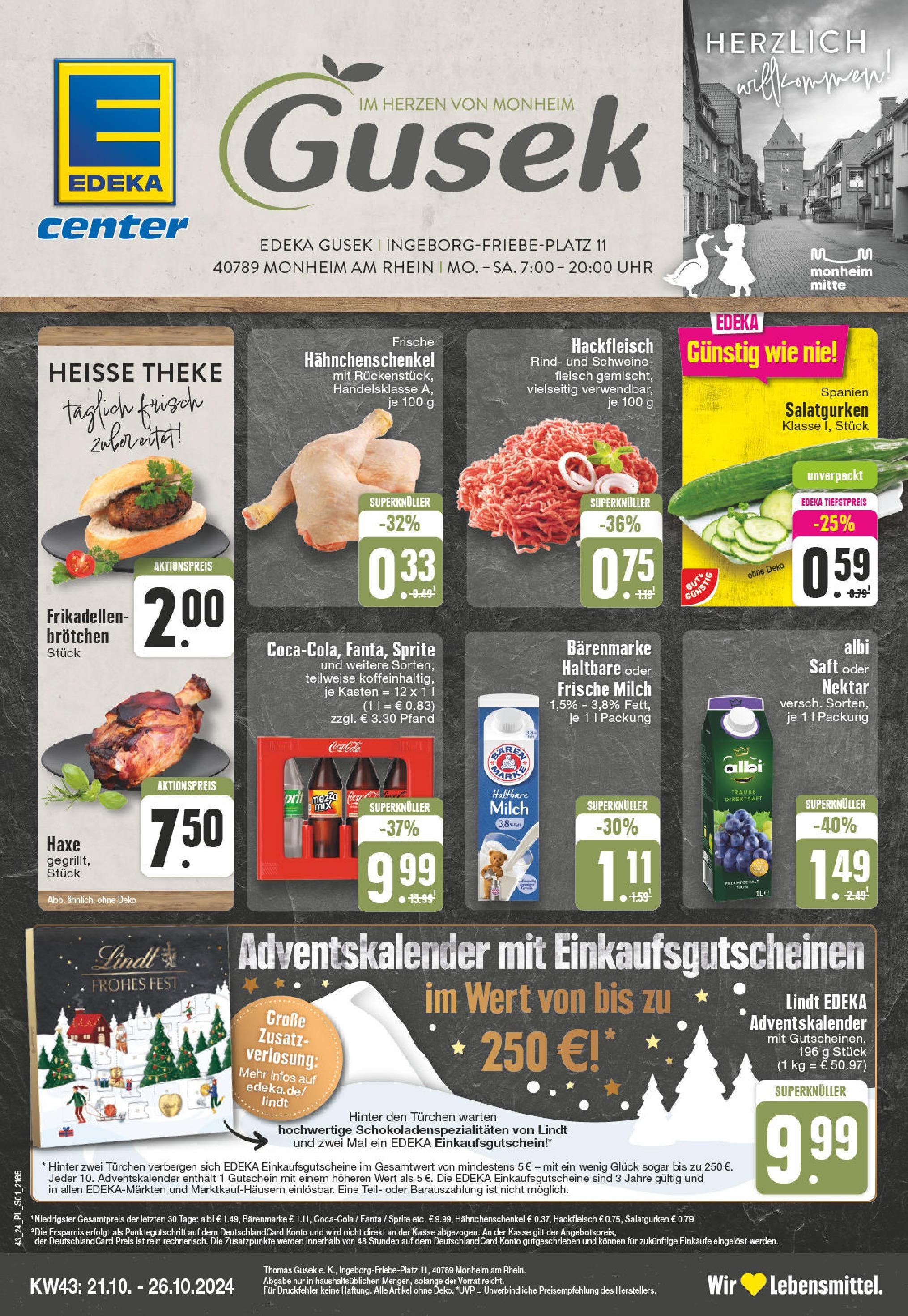 EDEKA Prospekt ab 21.10.2024 - E center Monheim Am Rhein, Ingeborg-Friebe-Platz 1 Online