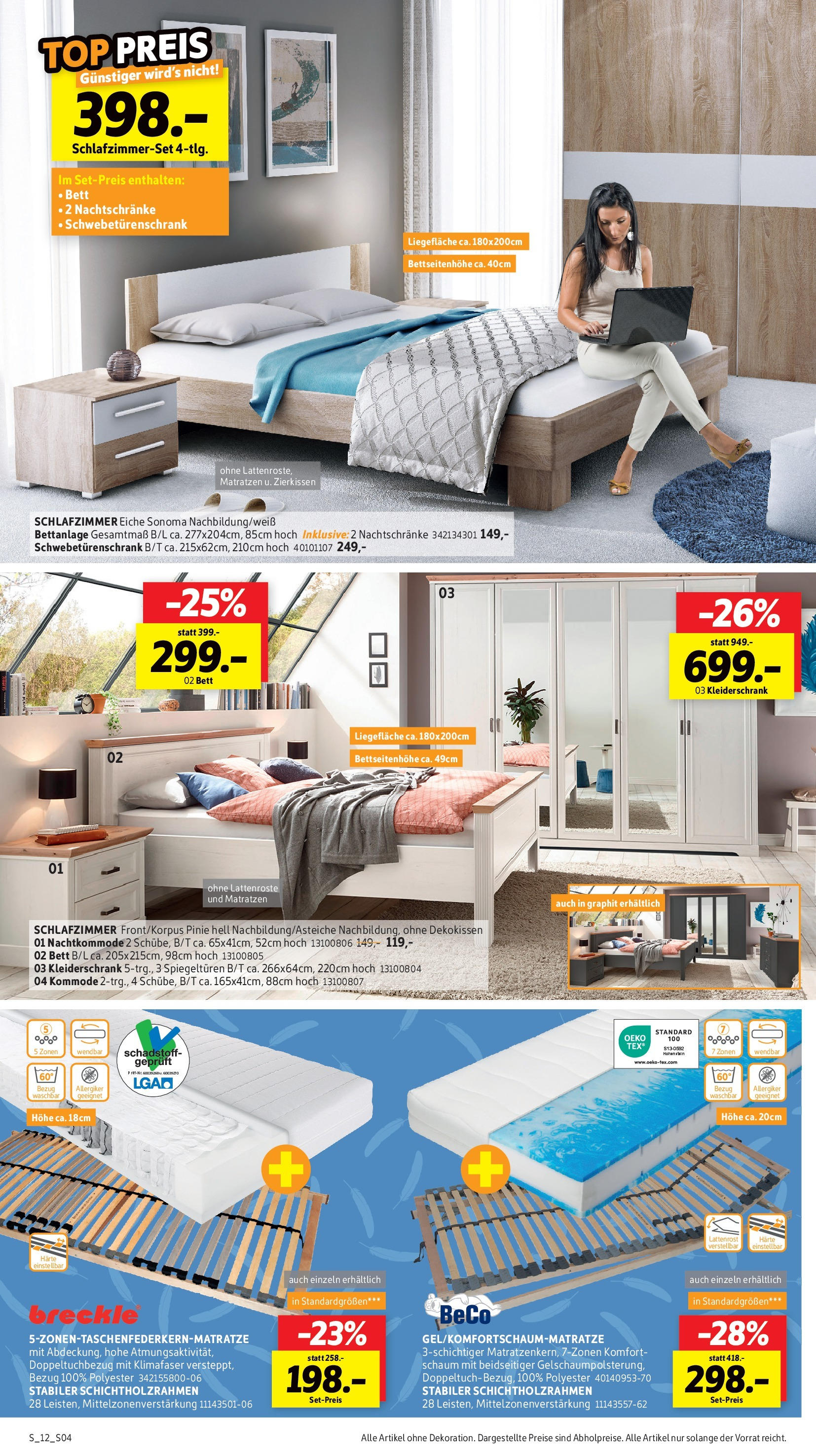 Sconto Prospekt 	 (ab 19.10.2024) zum Blättern | Seite: 4 | Produkte: Bett, Kleiderschrank, Kommode, Lattenrost