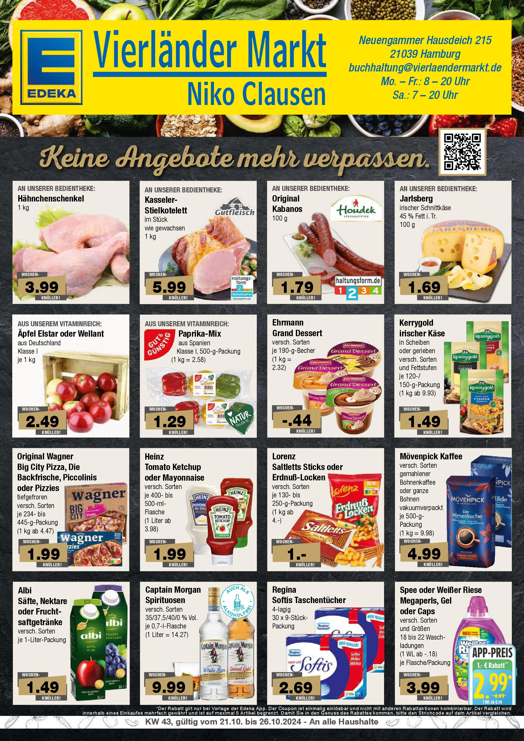 Edeka - Hamburg, Neuengammer Hausdeich 215  (ab 21.10.2024) » Angebote Online | Seite: 1 | Produkte: Käse, Kaffee, Movenpick kaffee, Uhr