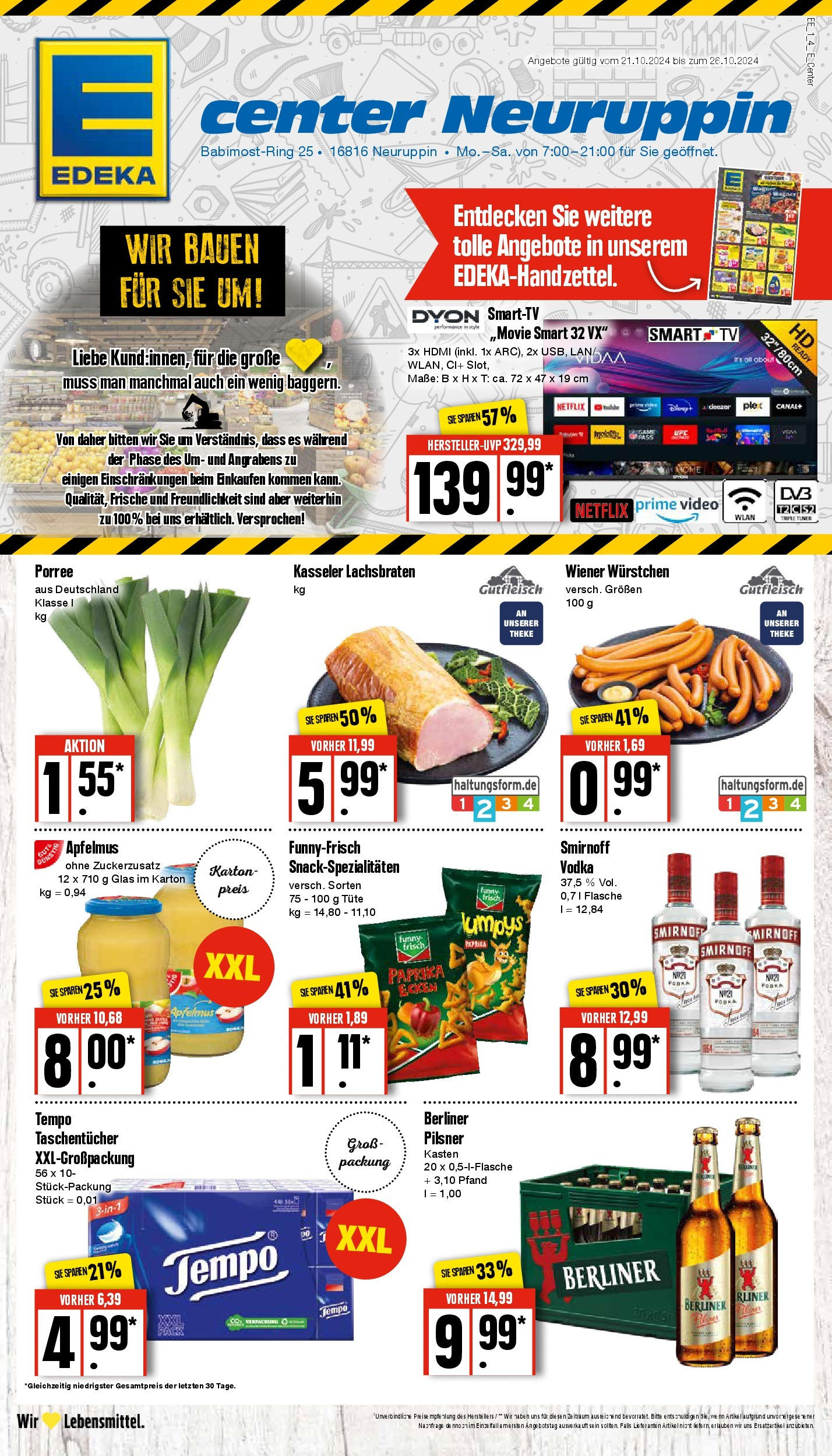 EDEKA Prospekt ab 21.10.2024 - Neuruppin, Babimost-Ring 2 Online