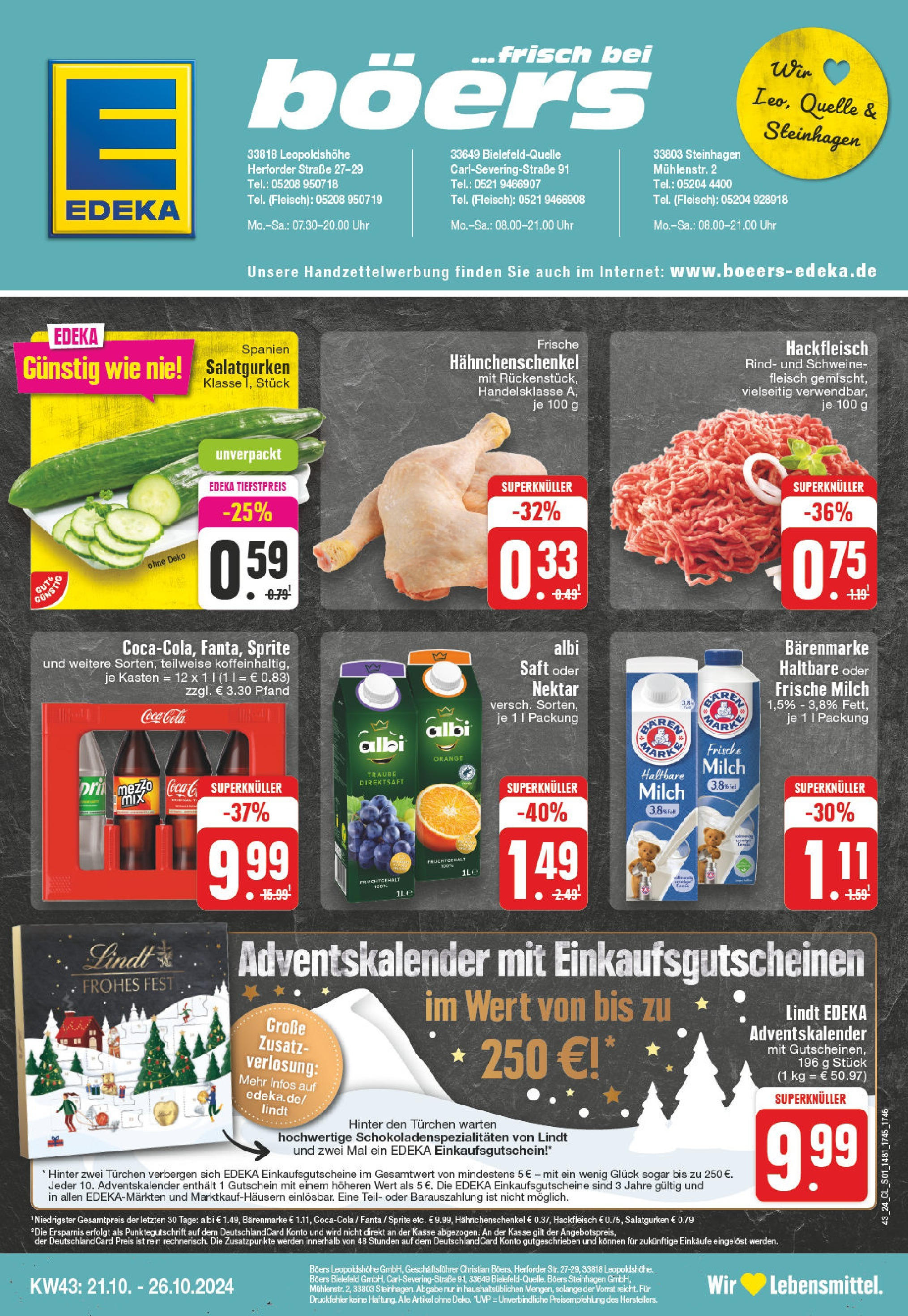 EDEKA Prospekt ab 21.10.2024 - Leopoldshöhe, Herforder Straße. 2 Online