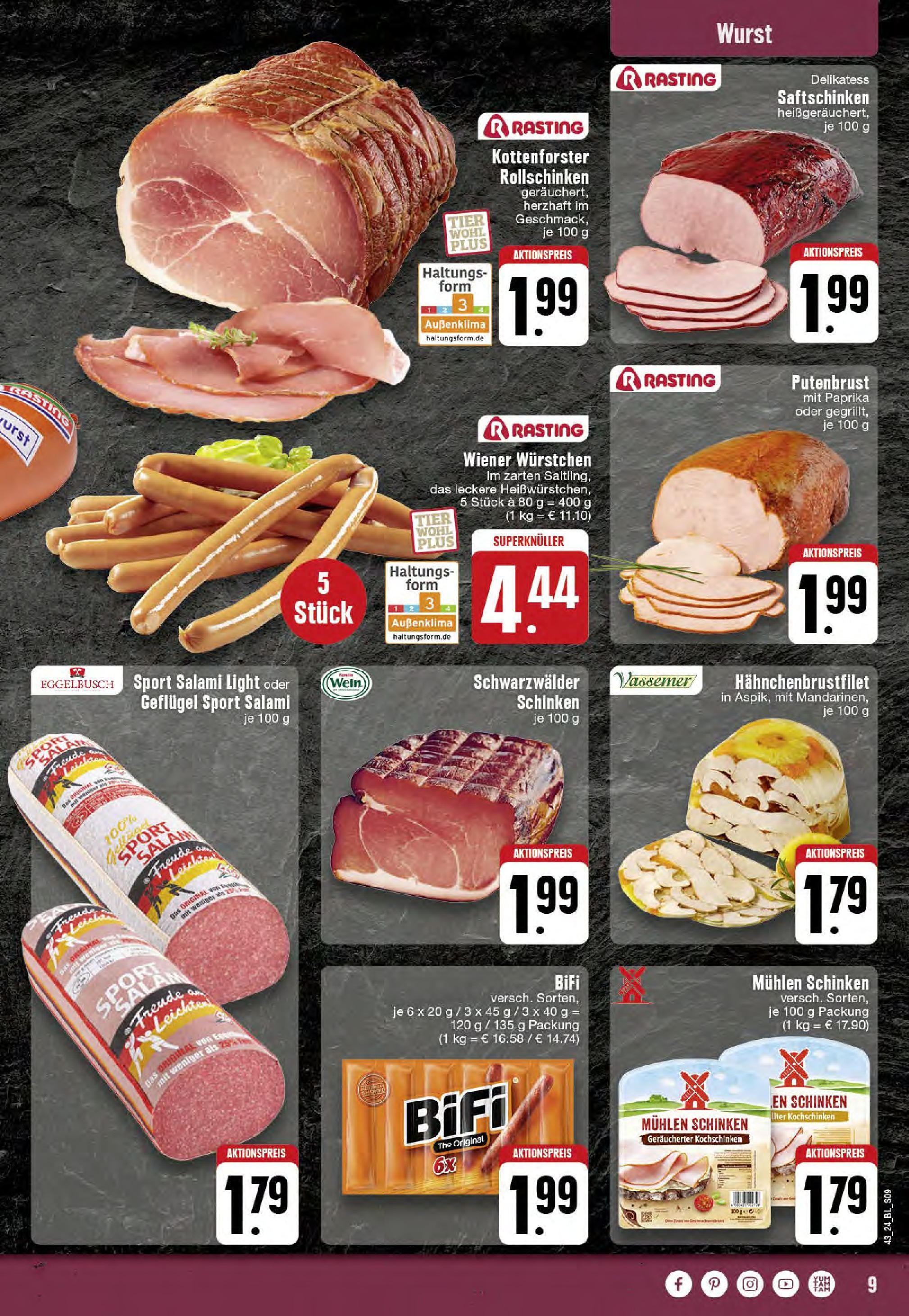 Edeka - Hörstel-Riesenbeck, Heinrich-Niemeyer-Straße 5 (ab 21.10.2024) » Angebote Online | Seite: 9 | Produkte: Paprika, Wurst, Salami, Schinken