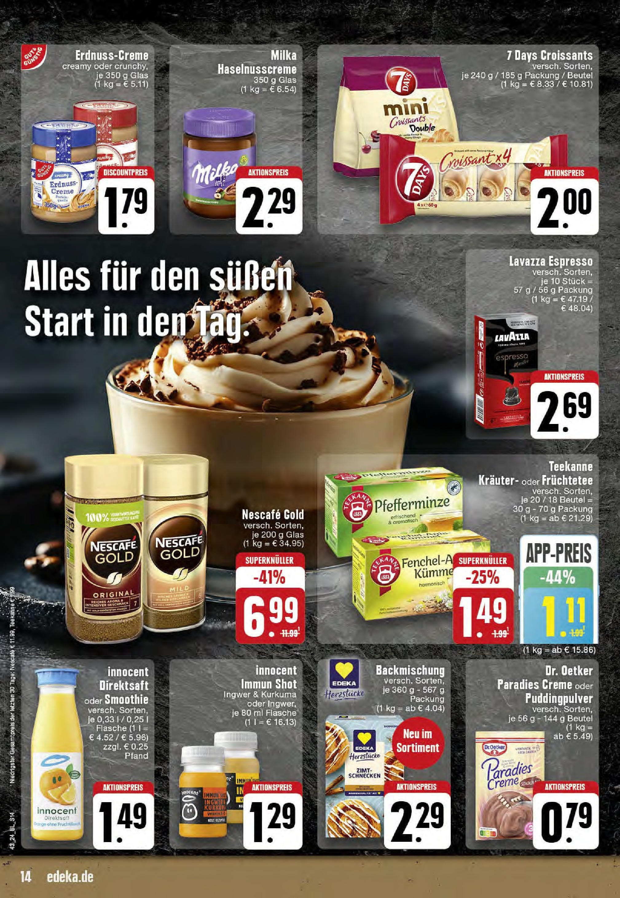 Edeka - Hörstel-Riesenbeck, Heinrich-Niemeyer-Straße 5 (ab 21.10.2024) » Angebote Online | Seite: 14 | Produkte: Lavazza, Nescafe, Croissant, Bilder