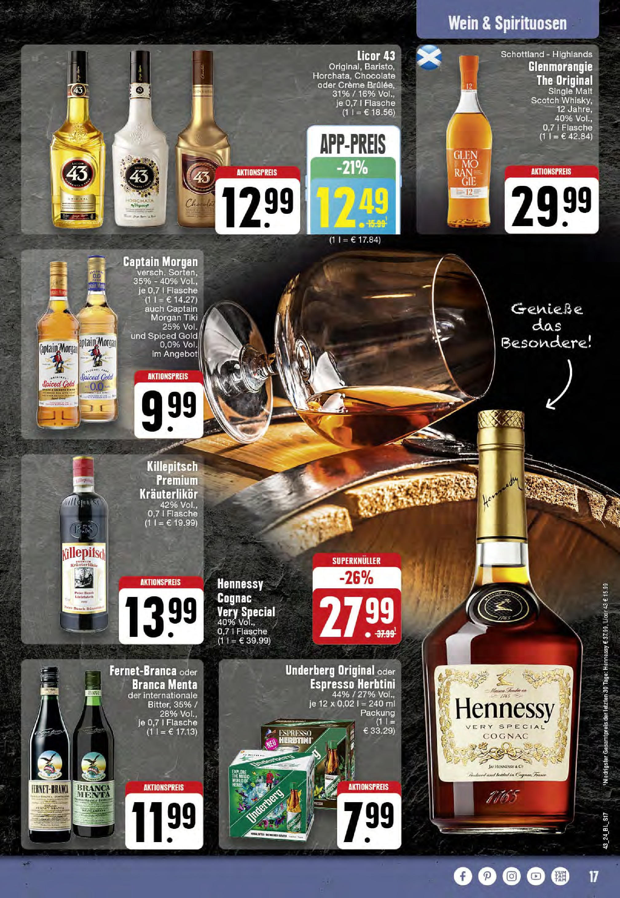 Edeka - Hörstel-Riesenbeck, Heinrich-Niemeyer-Straße 5 (ab 21.10.2024) » Angebote Online | Seite: 17 | Produkte: Creme, Captain morgan, Wein, Underberg