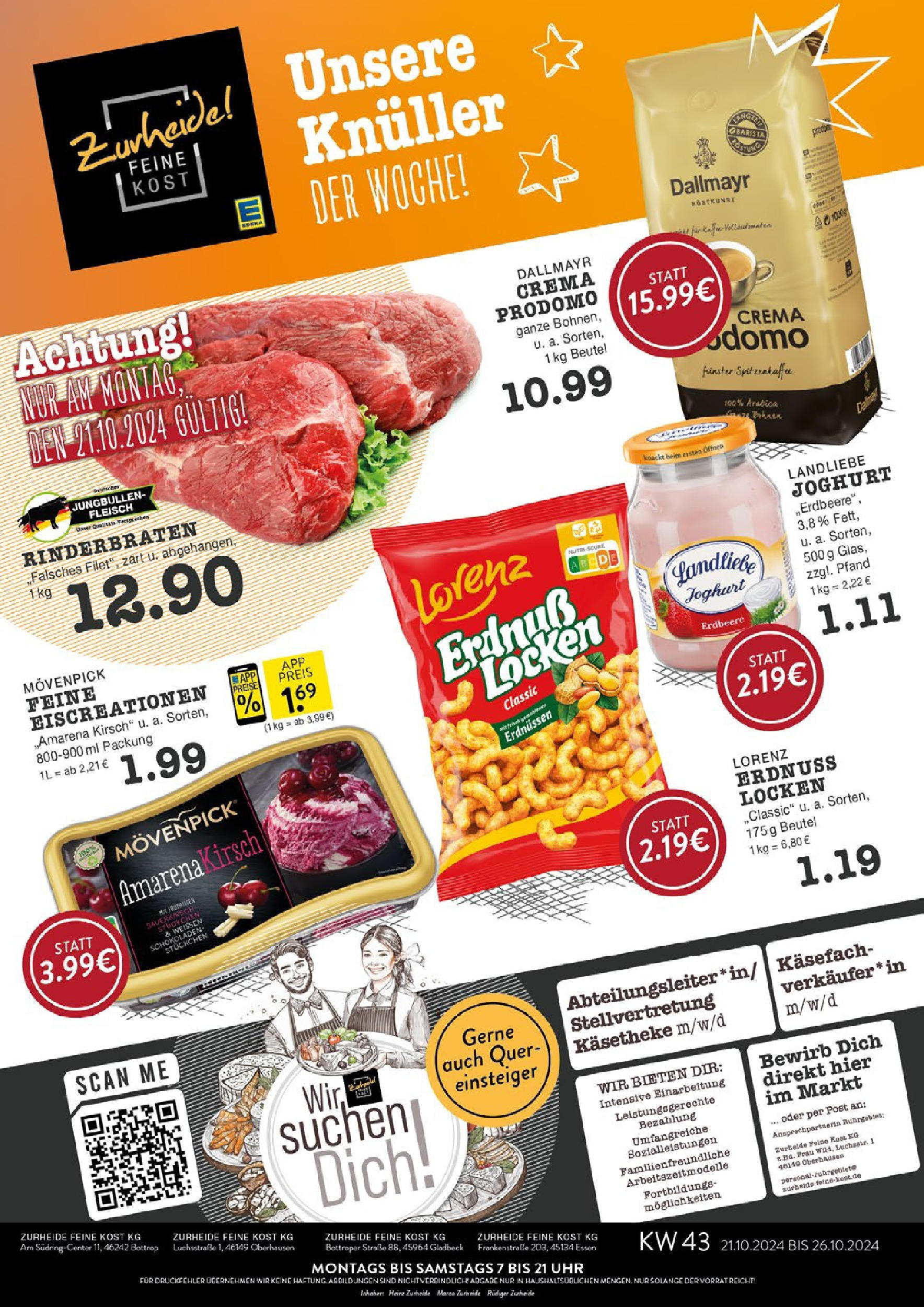 Edeka - Bottrop, Am Südring Center 1 (ab 21.10.2024) » Angebote Online | Seite: 1 | Produkte: Joghurt, Landliebe joghurt, Fleisch, Uhr