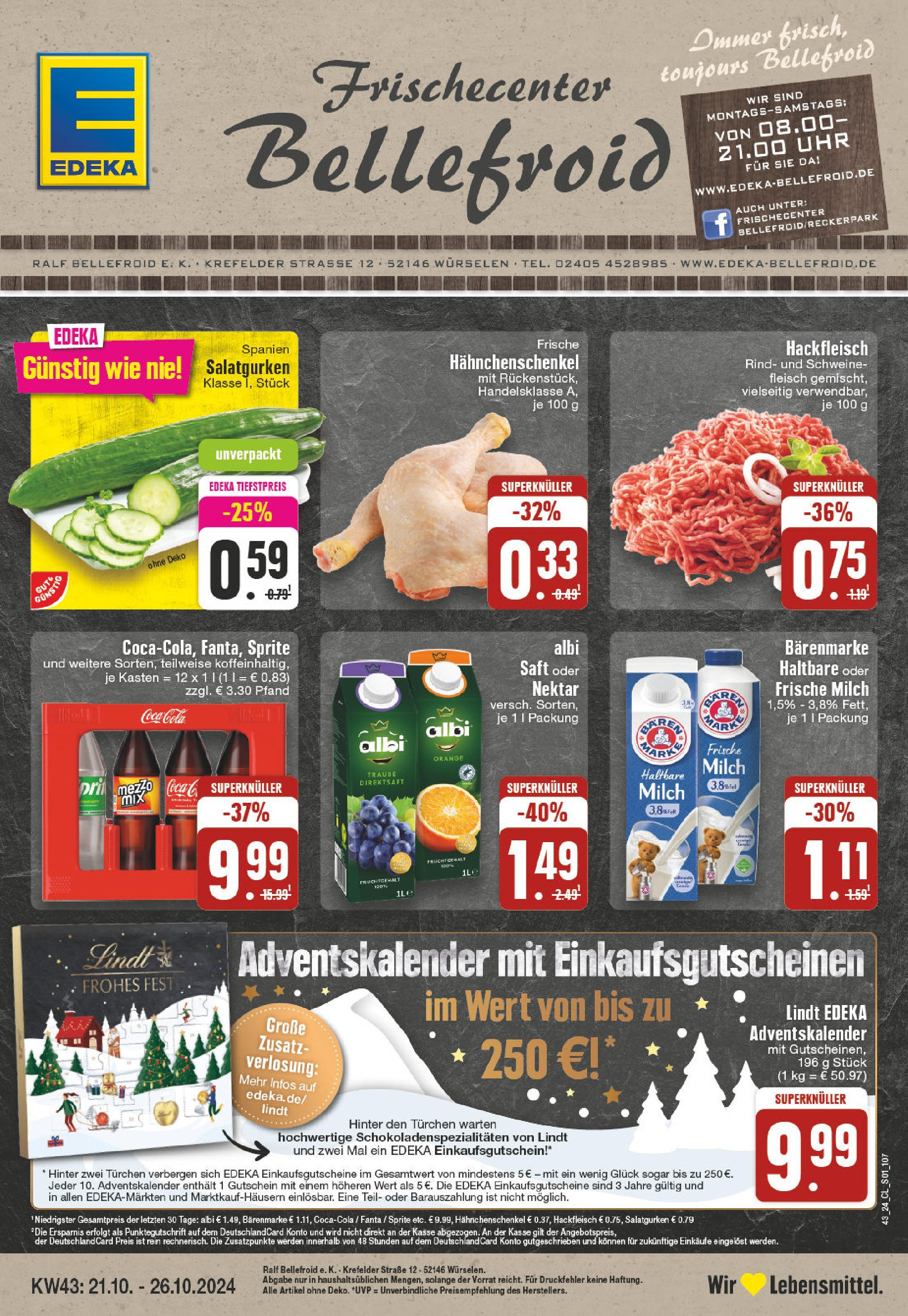 EDEKA Prospekt ab 21.10.2024 - Würselen, Krefelder Straße 1 Online