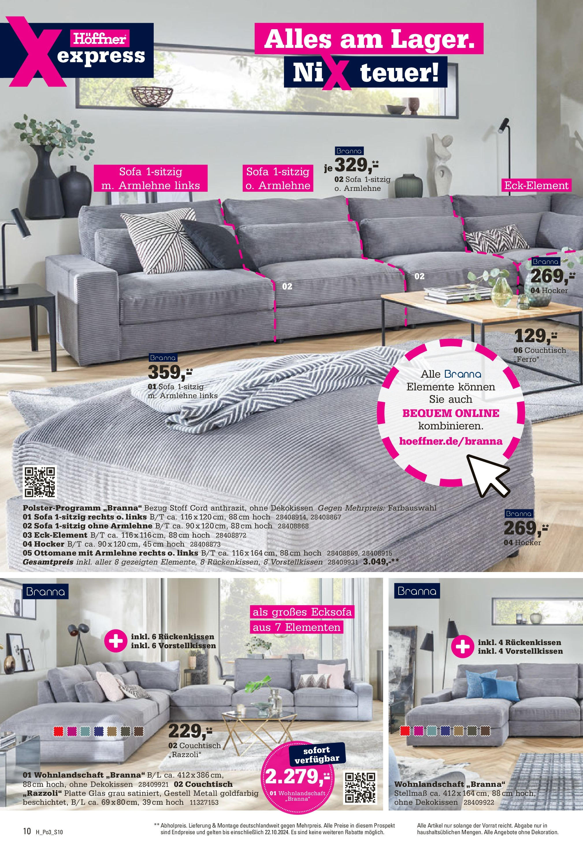 Höffner Polsterprofi Isernhagen/ot Altwarmbüchen (ab 17.10.2024) zum Blättern | Seite: 10 | Produkte: Wohnlandschaft, Hocker, Ecksofa, Sofa