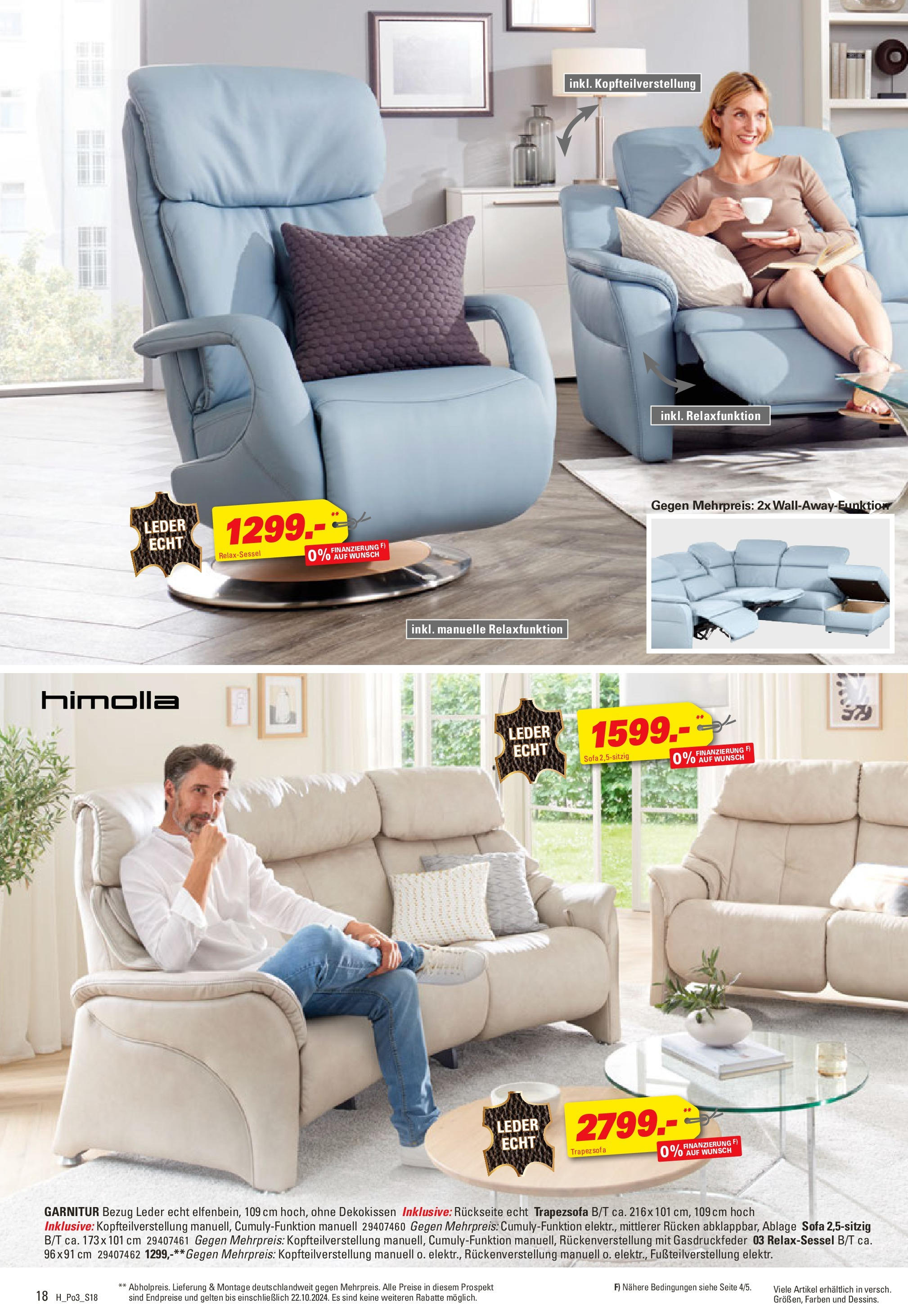 Höffner Polsterprofi Barsbüttel (ab 17.10.2024) zum Blättern | Seite: 18 | Produkte: Relaxsessel, Sofa