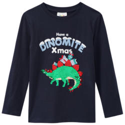 Jungen Weihnachtslangarmshirt mit Pailletten (Nur online)