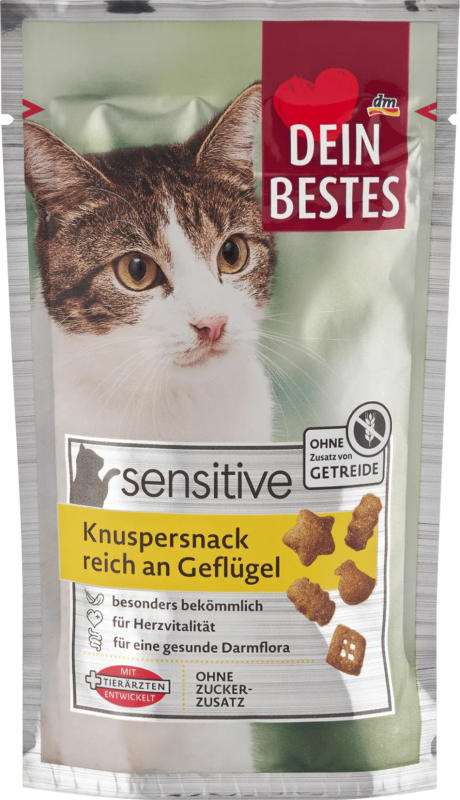 Dein Bestes Katzenleckerli Knuspersnack sensitive reich an Geflügel