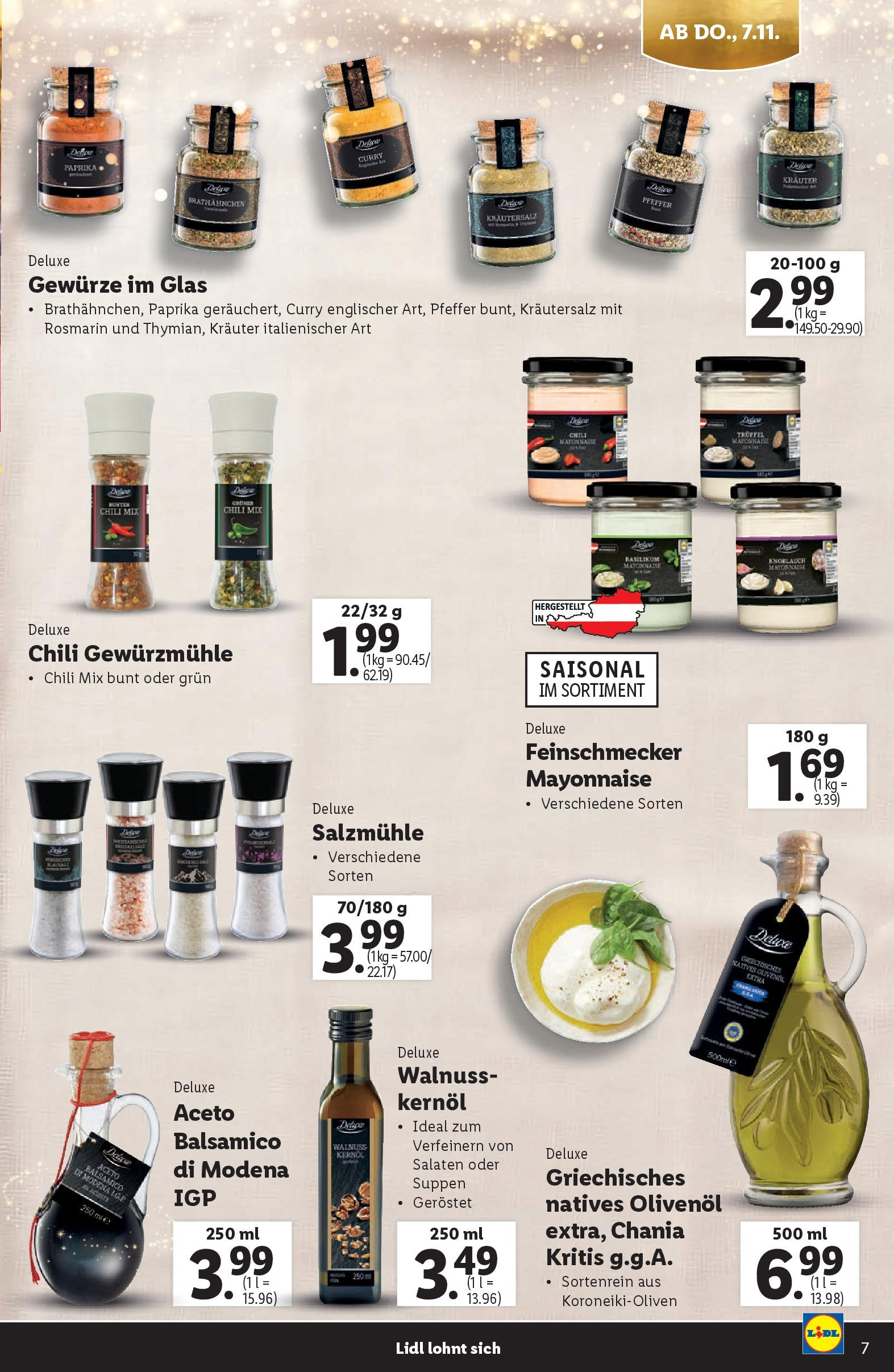 Lidl Flugblatt 07.11.2024 | WEIHNACHTEN | Seite: 7 | Produkte: Gewürze, Mayonnaise, Pfeffer, Knoblauch