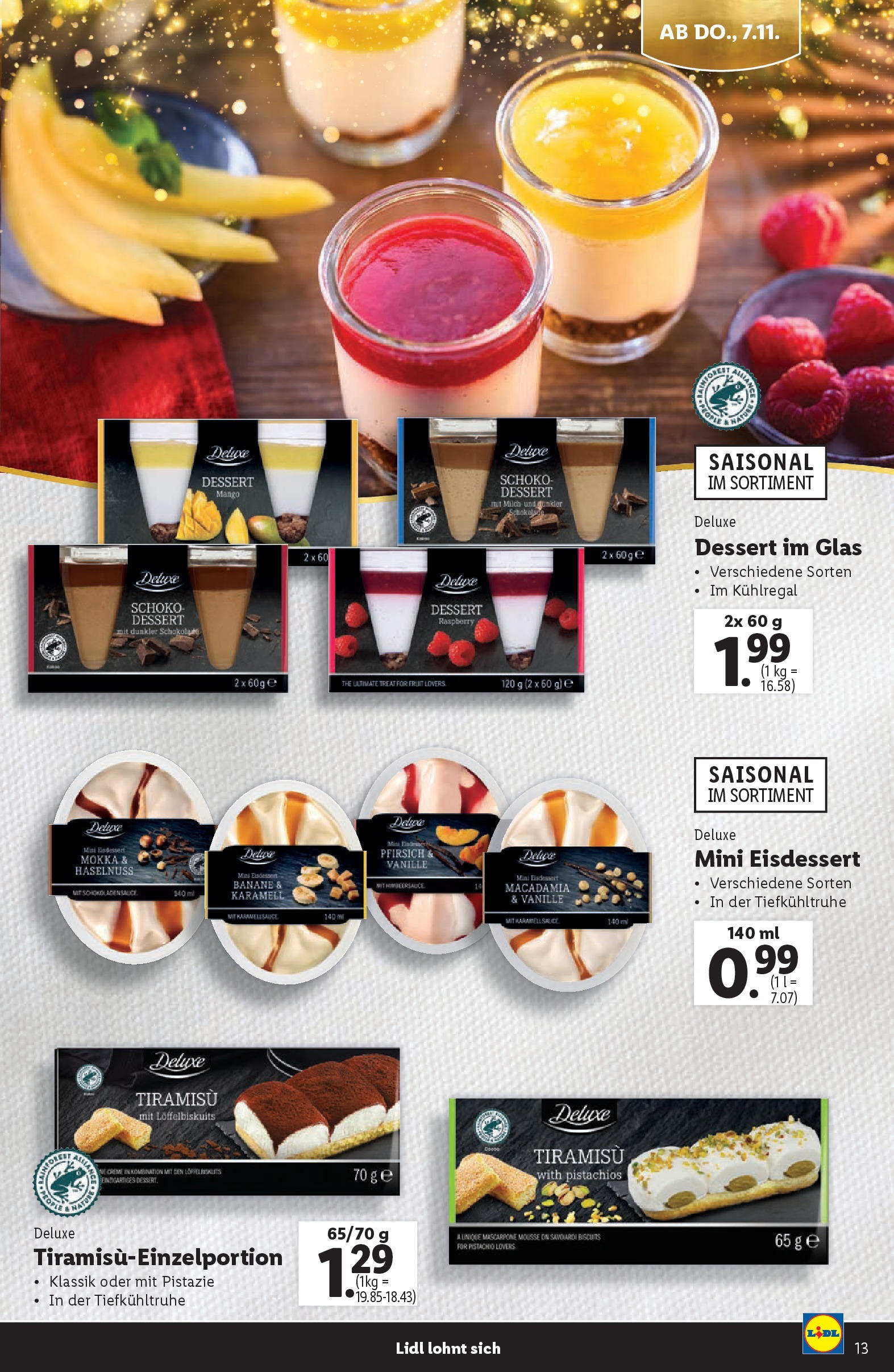 Lidl Flugblatt 07.11.2024 | WEIHNACHTEN | Seite: 13 | Produkte: Mango, Pfirsich, Milch, Schokolade