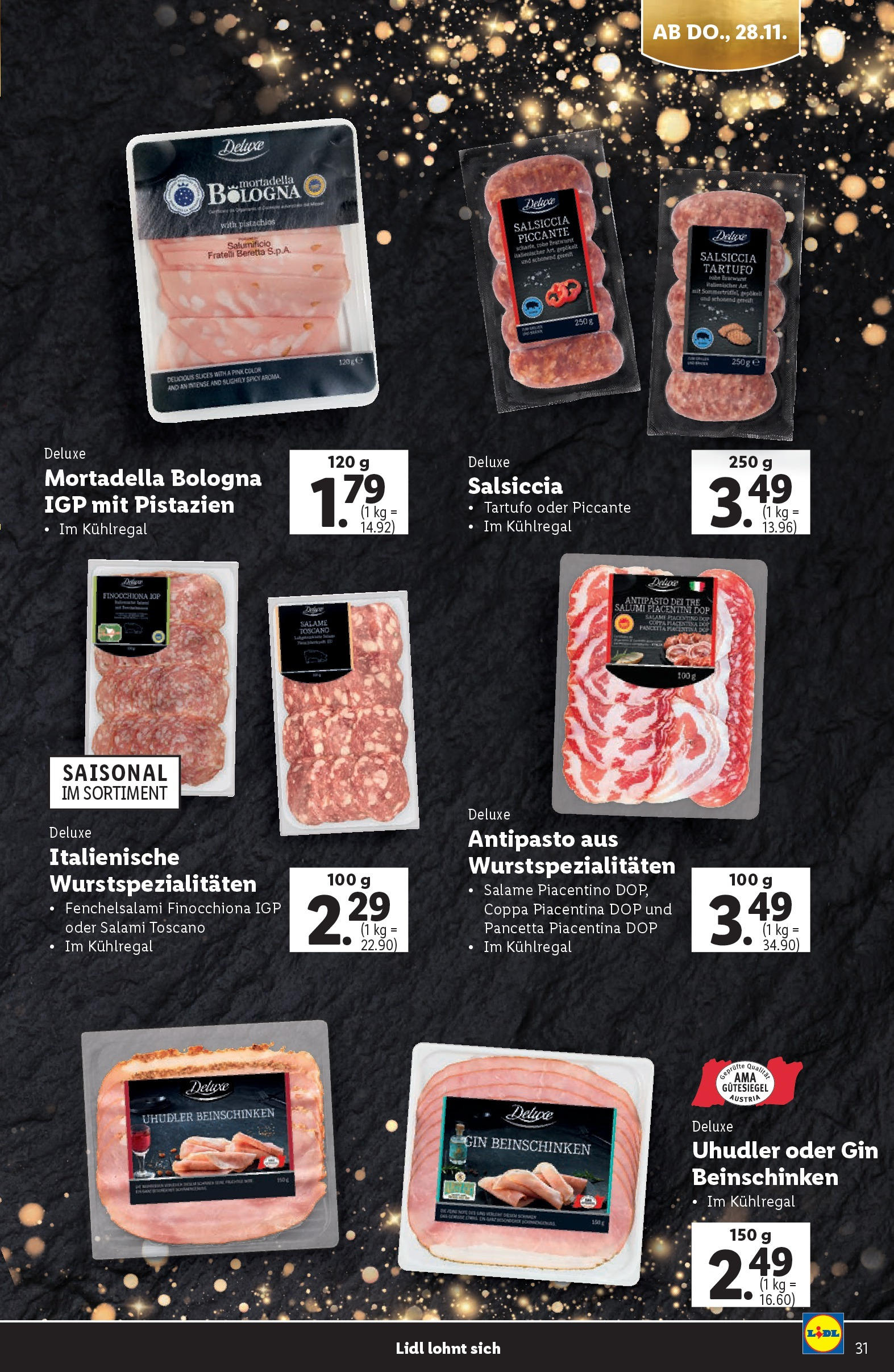 Lidl Flugblatt 07.11.2024 | WEIHNACHTEN | Seite: 31 | Produkte: Gin, Salami