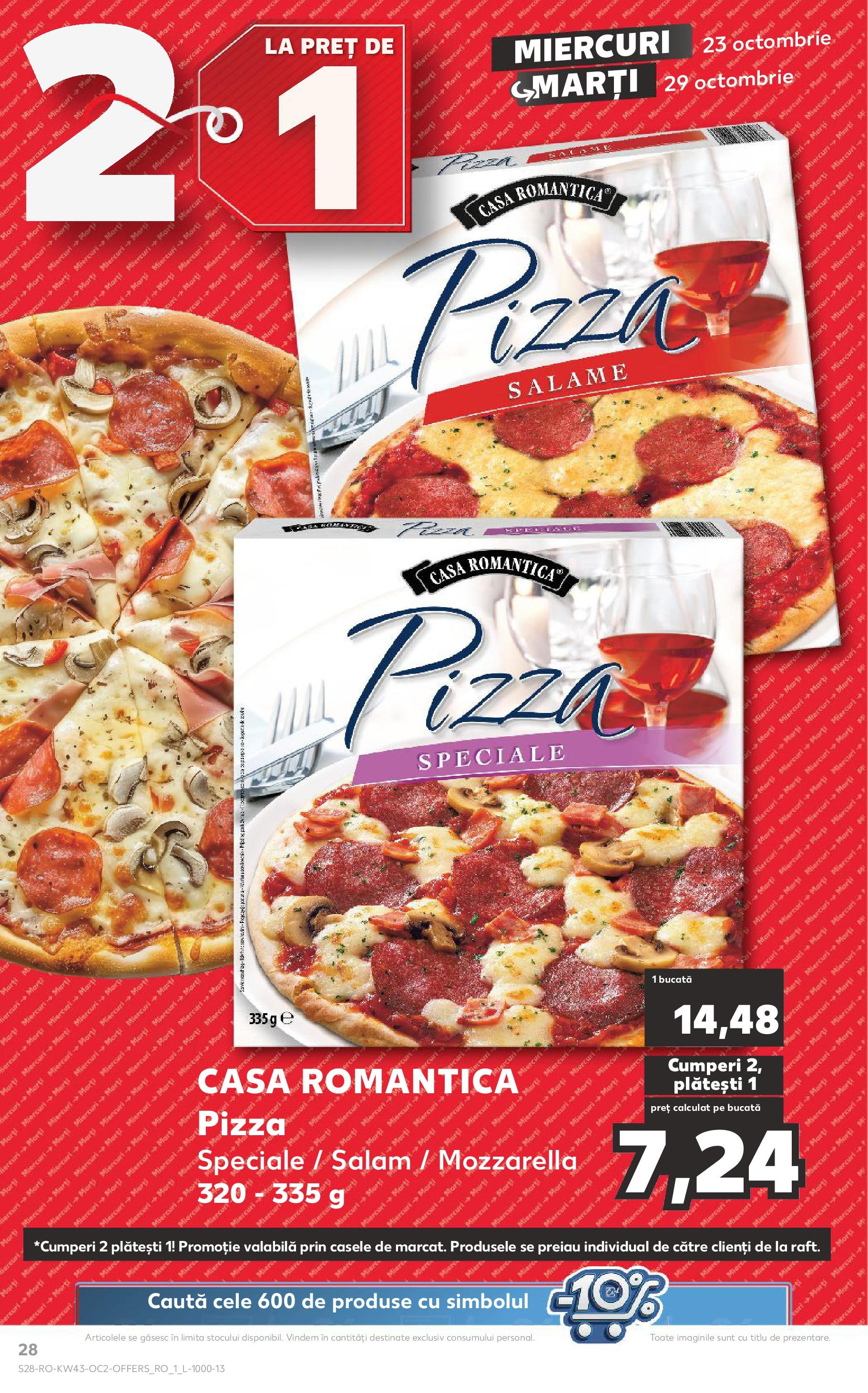 Catalog Kaufland - Bucureşti 23.10.2024 - Revista si Oferta | Pagină: 28 | Produse: Mozzarella, Cărți, Salam, Pizza