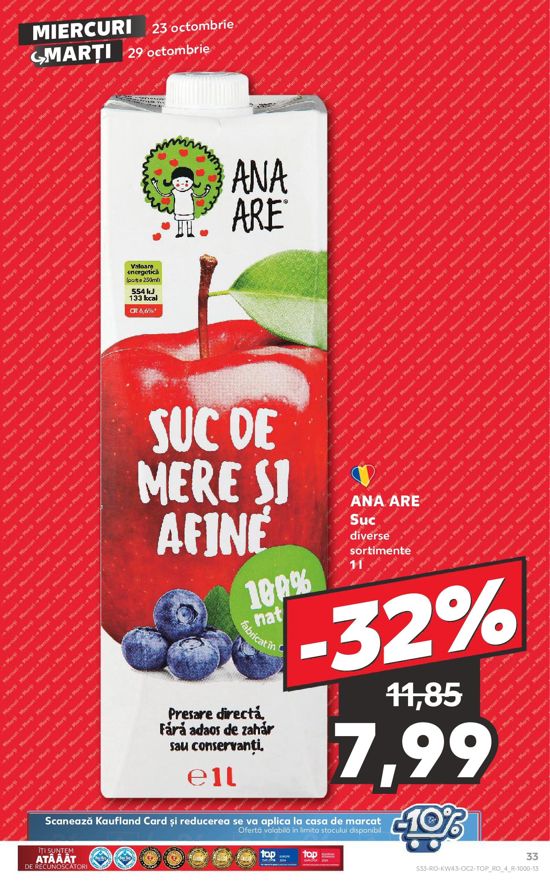 Catalog Kaufland - Bucureşti 23.10.2024 - Revista si Oferta | Pagină: 33 | Produse: Afine, Suc, Mere, Zahăr