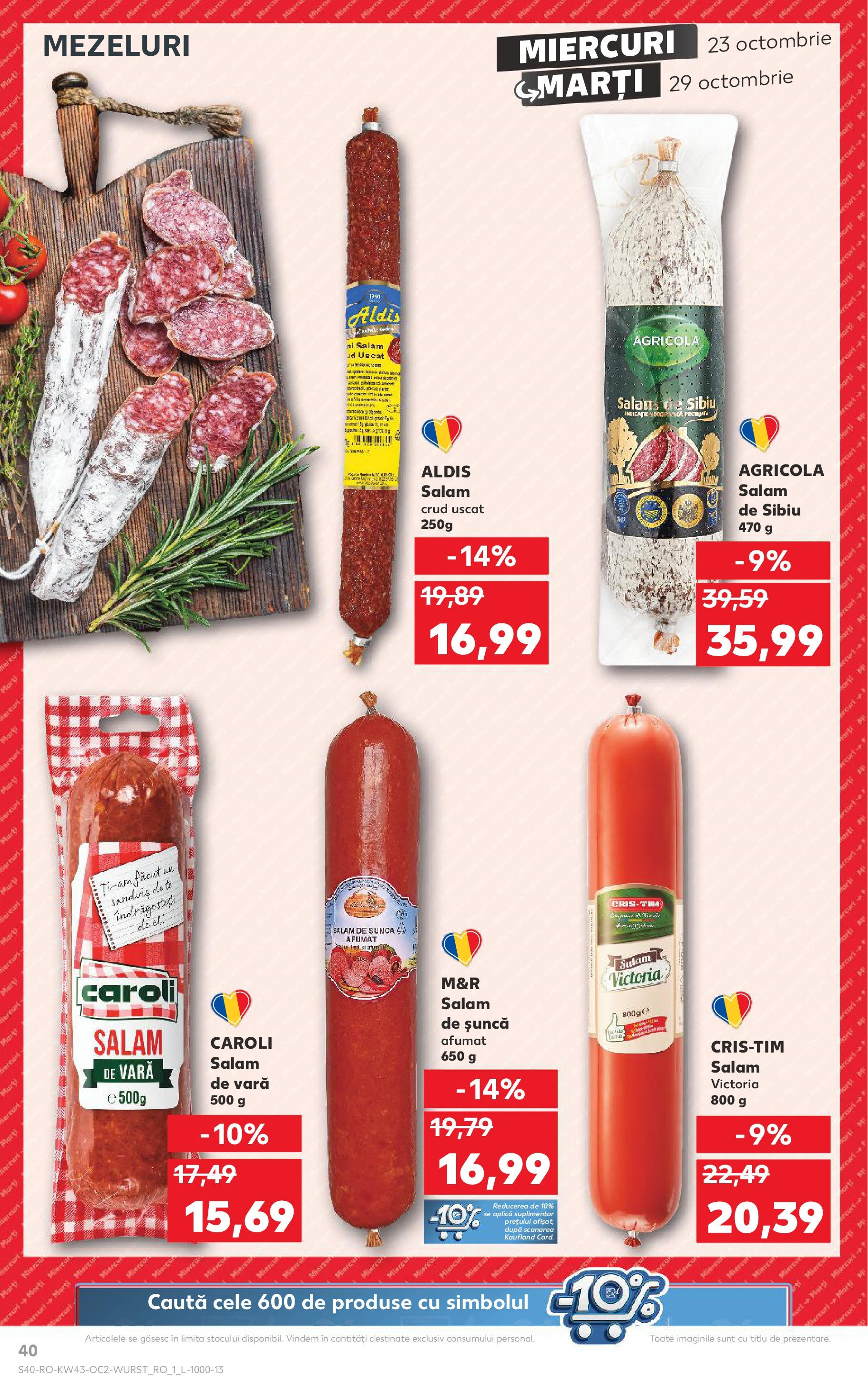 Catalog Kaufland - Odorheiu Secuiesc 23.10.2024 - Revista si Oferta | Pagină: 40 | Produse: Salam, Șuncă