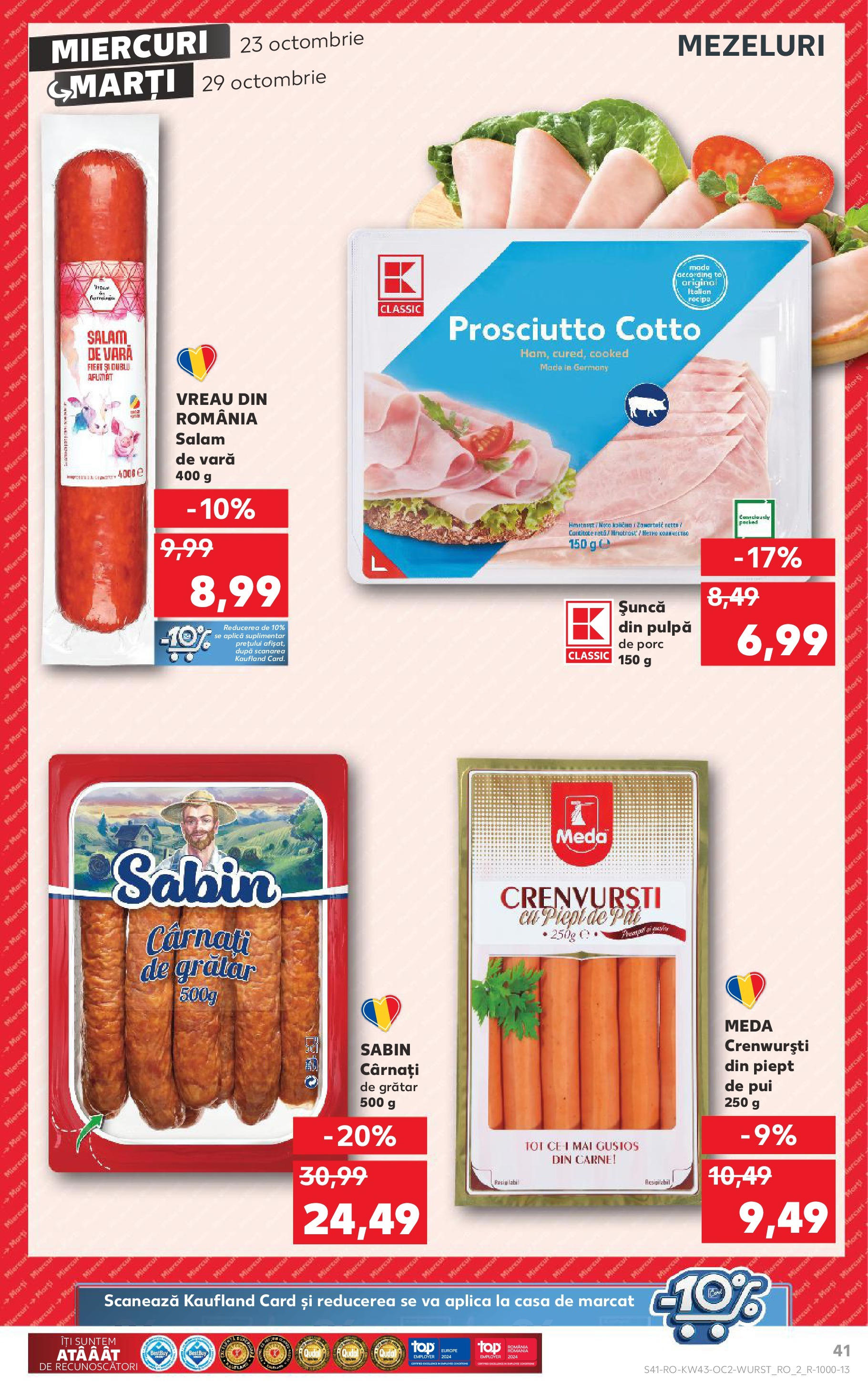 Catalog Kaufland - Odorheiu Secuiesc 23.10.2024 - Revista si Oferta | Pagină: 41 | Produse: Pat, Grătar, Crenvurști, Salam