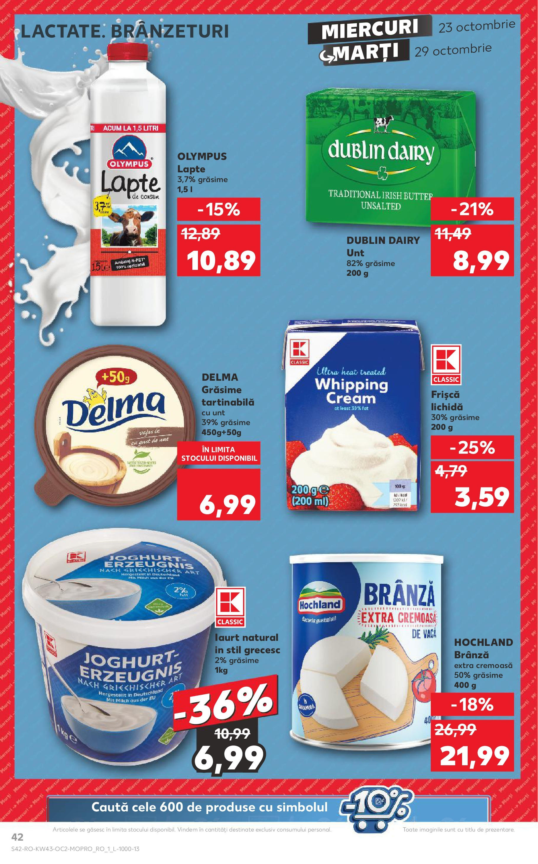 Catalog Kaufland - Odorheiu Secuiesc 23.10.2024 - Revista si Oferta | Pagină: 42 | Produse: Lapte, Unt, Brânză, Frișcă