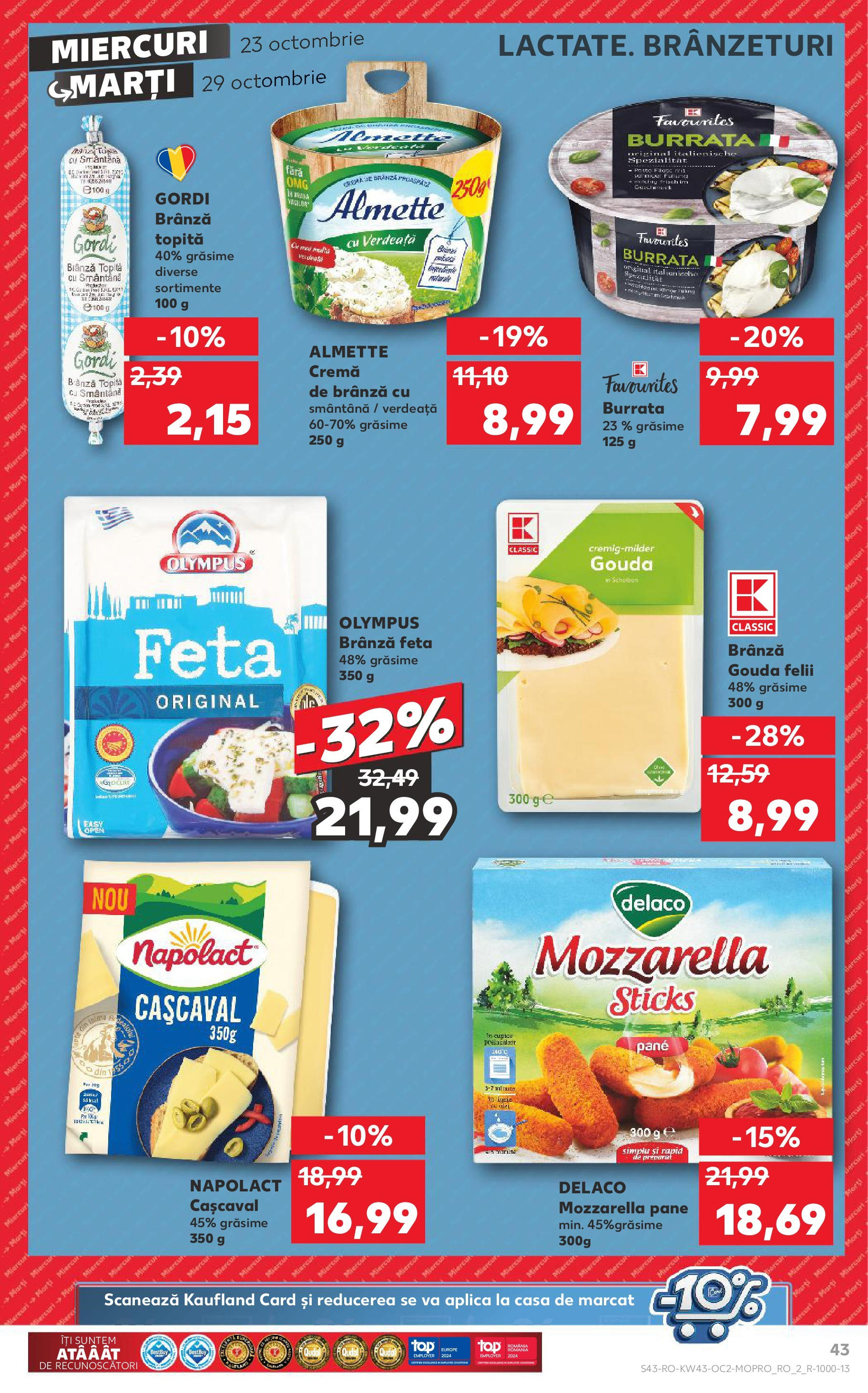 Catalog Kaufland - Bucureşti 23.10.2024 - Revista si Oferta | Pagină: 43 | Produse: Cuptor, Cașcaval, Brânză, Smântână